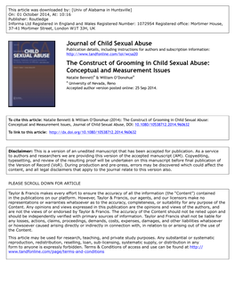 The Construct of Grooming in Child Sexual Abuse