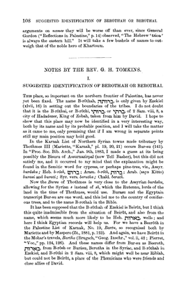 Notes by the Rev. G. H. Tomkins. I