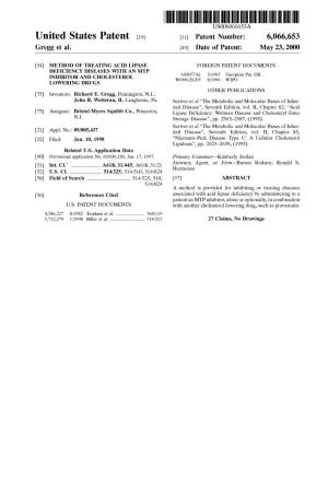 United States Patent (19) 11 Patent Number: 6,066,653 Gregg Et Al