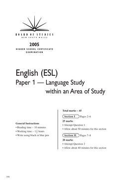 English (ESL) Paper 1 — Language Study Within an Area of Study