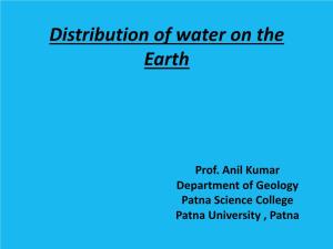 Distribution of Water on the Earth