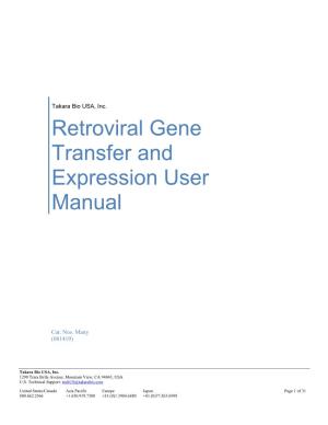 Retroviral Gene Transfer and Expression User Manual Table of Contents I