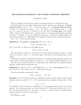 Hartman-Grobman and Stable Manifold Theorem