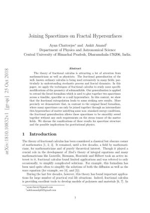 Joining Spacetimes on Fractal Hypersurfaces Arxiv:1810.10832V1