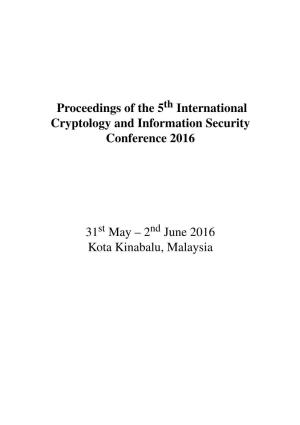 Proceedings of the 5 International Cryptology and Information Security