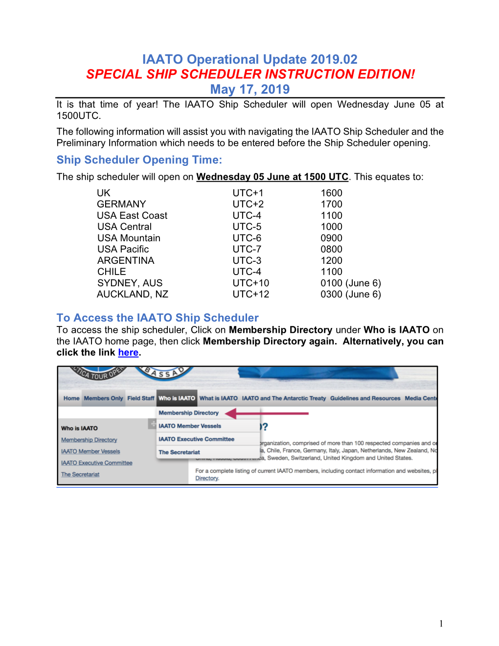IAATO Operational Update 2019.02 SPECIAL SHIP SCHEDULER INSTRUCTION EDITION! May 17, 2019