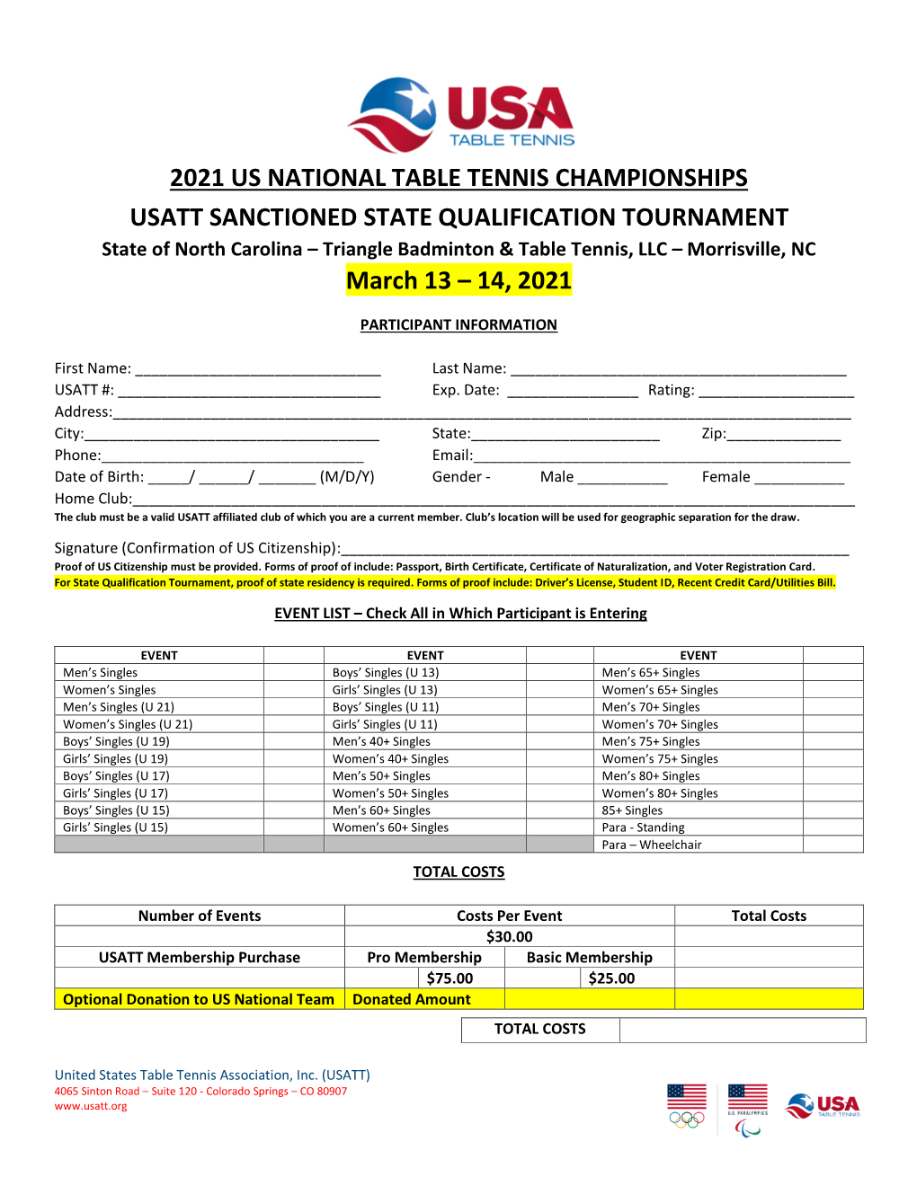 2021 Us National Table Tennis Championships Usatt