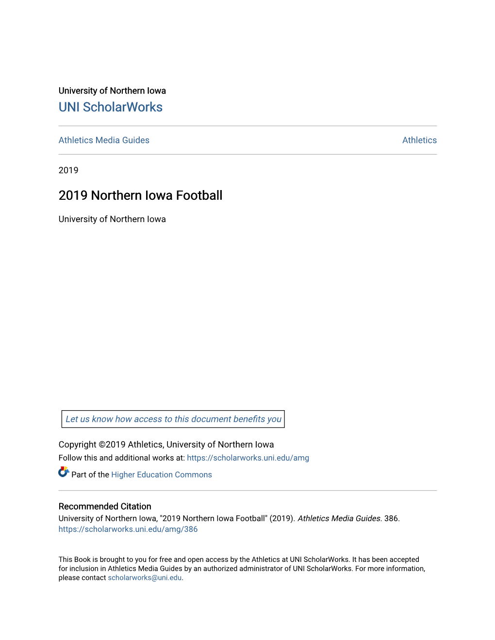 2019 Northern Iowa Football