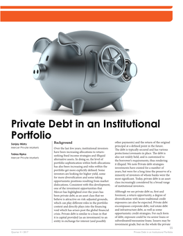 Private Debt in an Institutional Portfolio