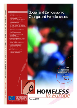 Social and Demographic Change and Homelessness