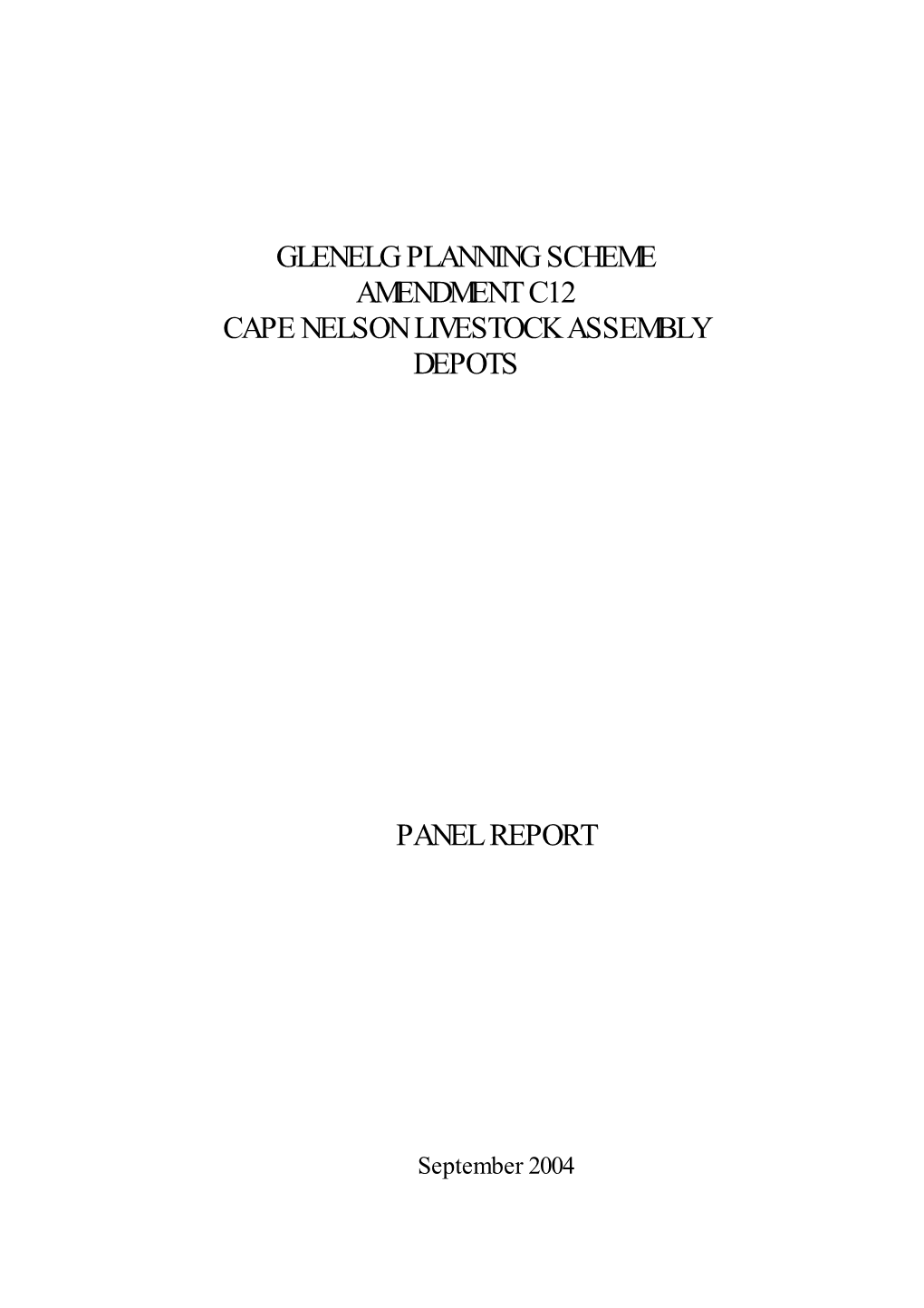 Panel Report Glenelg Planning Scheme