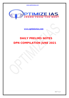 Daily Prelims Notes Dpn Compilation June 2021