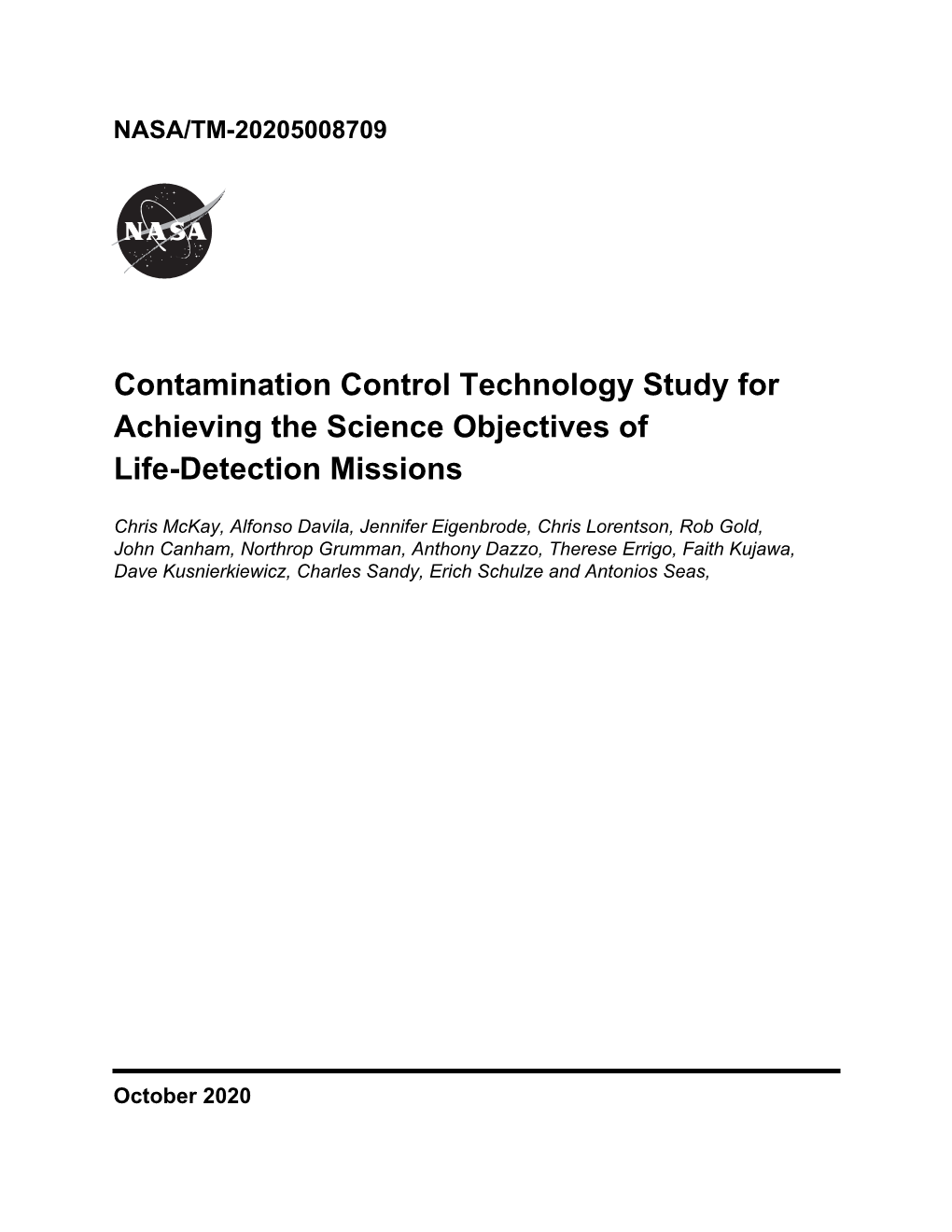 Contamination Control Technology Study for Achieving the Science Objectives of Life-Detection Missions