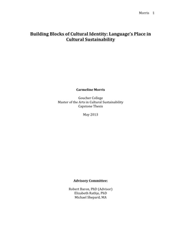 Building Blocks of Cultural Identity: Language's Place in Cultural
