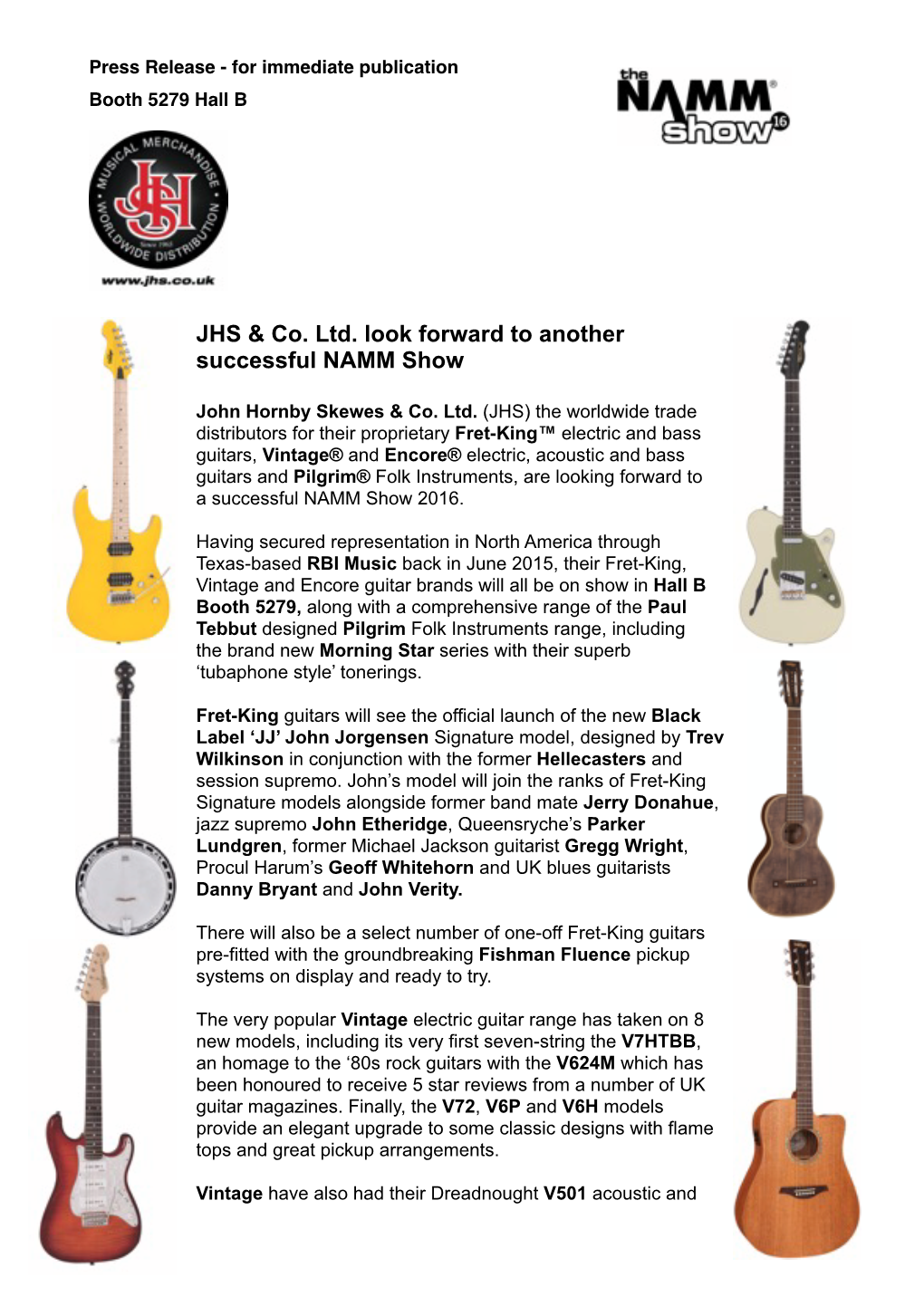 JHS & Co. Ltd. Look Forward to Another Successful NAMM Show