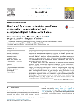 Geschwind Syndrome in Frontotemporal Lobar Degeneration: Neuroanatomical and Neuropsychological Features Over 9 Years