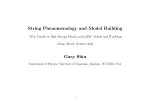 String Phenomenology and Model Building Gary Shiu