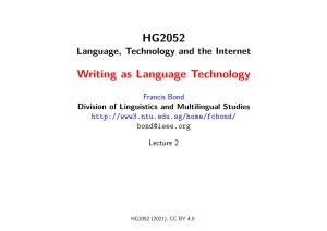 Writing As Language Technology