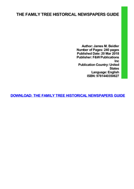 {Download PDF} the Family Tree Historical Newspapers Guide