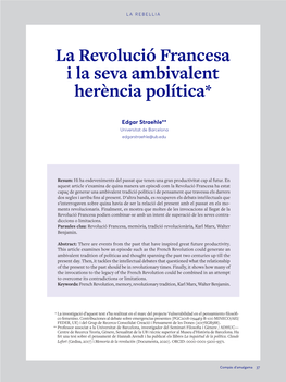 La Revolució Francesa I La Seva Ambivalent Herència Política*