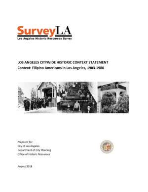 Filipino Americans in Los Angeles Historic Context Statement