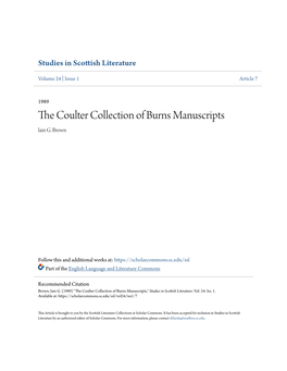 The Coulter Collection of Burns Manuscripts