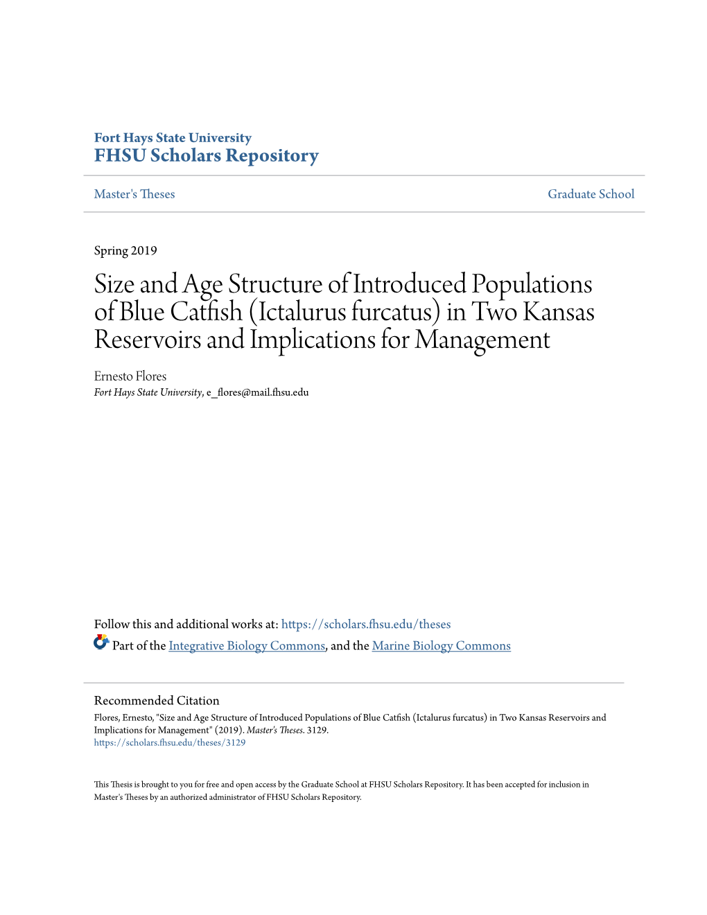 Size and Age Structure of Introduced Populations of Blue Catfish