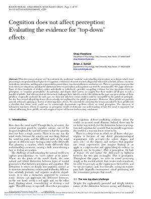Cognition Does Not Affect Perception: Evaluating the Evidence for “Top-Down” Effects