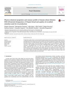 Physico-Chemical Properties and Sensory Profile Of