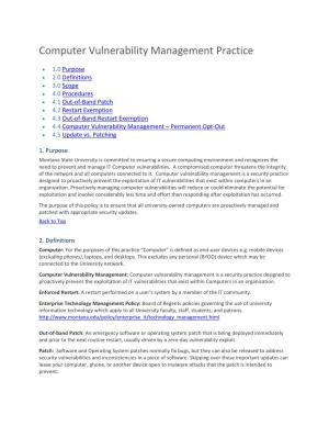 Computer Vulnerability Management Practice