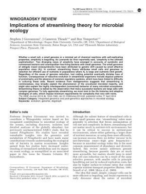 Implications of Streamlining Theory for Microbial Ecology