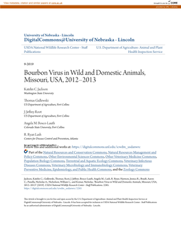 Bourbon Virus in Wild and Domestic Animals, Missouri, USA, 2012Â•Fi2013