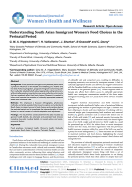 Understanding South Asian Immigrant Women's Food Choices in The
