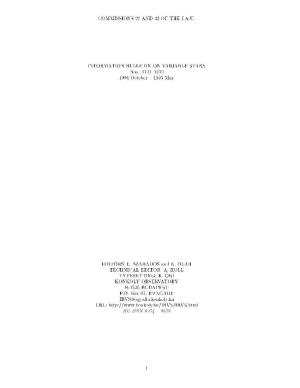 COMMISSIONS 27 and 42 of the I.A.U. INFORMATION BULLETIN on VARIABLE STARS Nos. 4101{4200 1994 October { 1995 May EDITORS: L. SZ