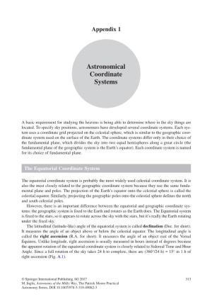 Astronomical Coordinate Systems