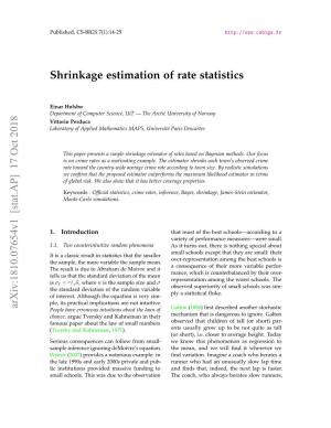 Shrinkage Estimation of Rate Statistics Arxiv:1810.07654V1 [Stat.AP] 17 Oct
