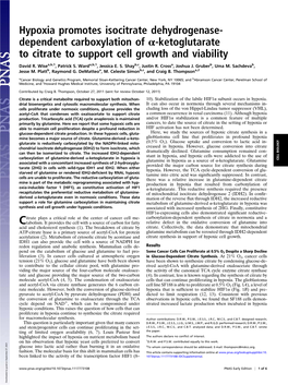 Dependent Carboxylation of Α-Ketoglutarate to Citrate to Support Cell Growth and Viability