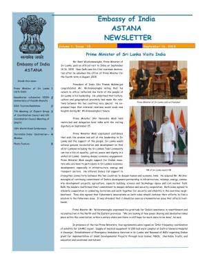Embassy of India ASTANA NEWSLETTER