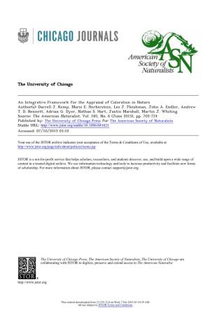 An Integrative Framework for the Appraisal of Coloration in Nature Author(S): Darrell J