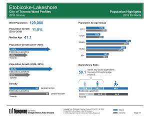 City Planning 2016 Census Profile 2018 Ward Profile Ward03 Etobicoke-Lakeshore