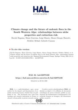 Climate Change and the Future of Endemic Flora in The