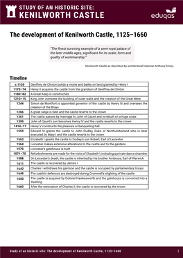 The Development of Kenilworth Castle, 1125–1660