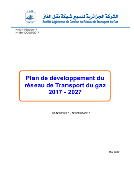 Plan Développement Réseau Transport Gaz Du GR TG 2017 -2027 En Date