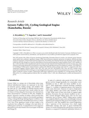 Research Article Geysers Valley CO Cycling Geological Engine (Kamchatka, Russia)