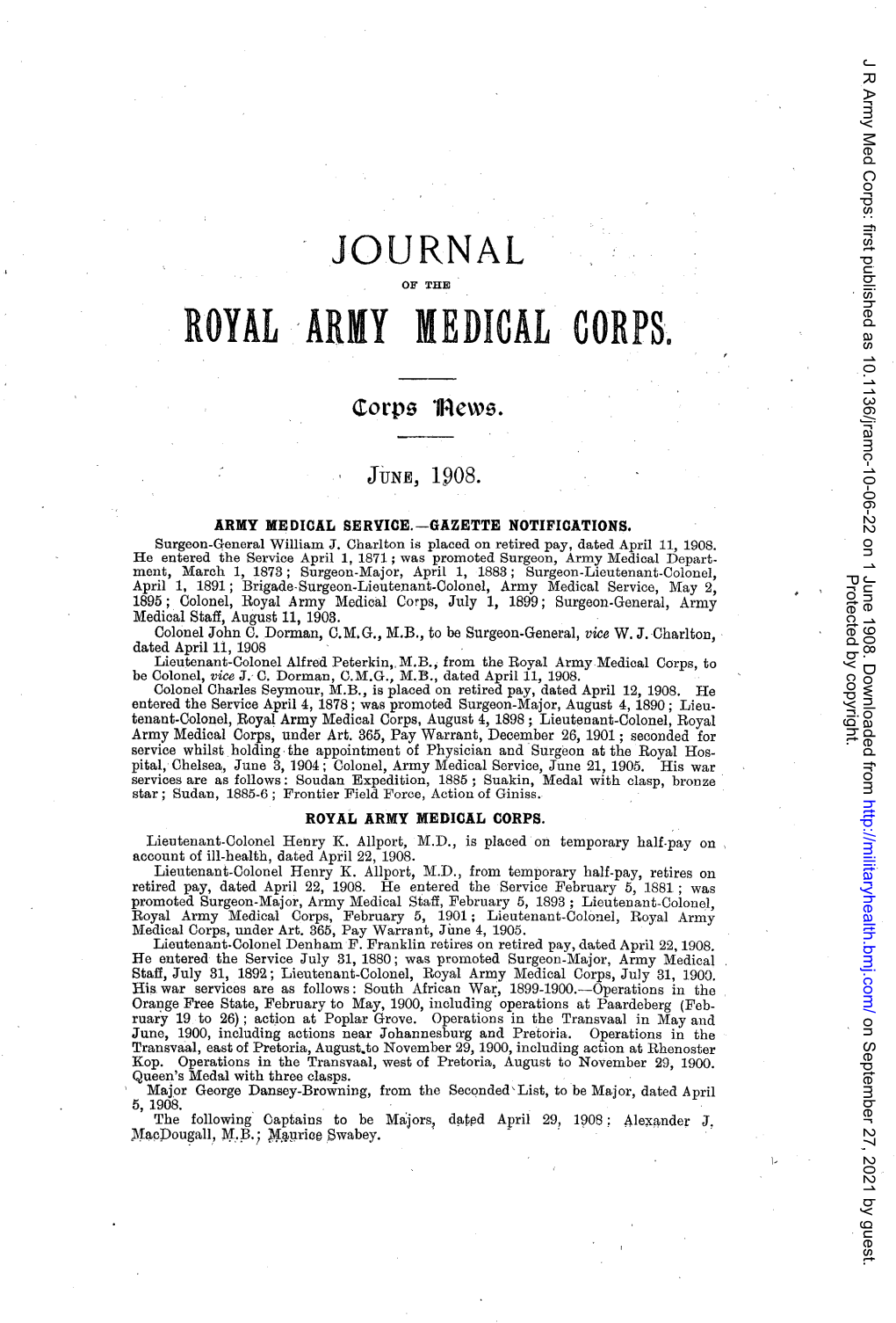 Royal ,Army Medical Corps