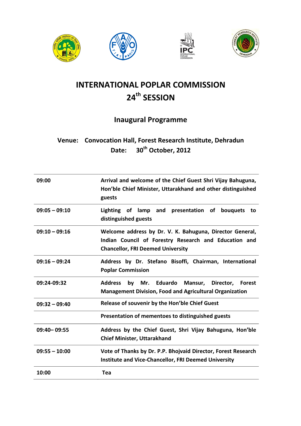 Inaugural Programme