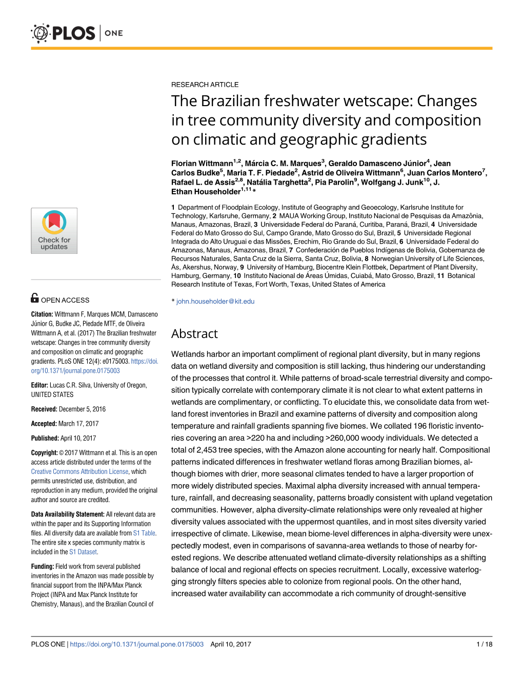 Changes in Tree Community Diversity and Composition on Climatic and Geographic Gradients