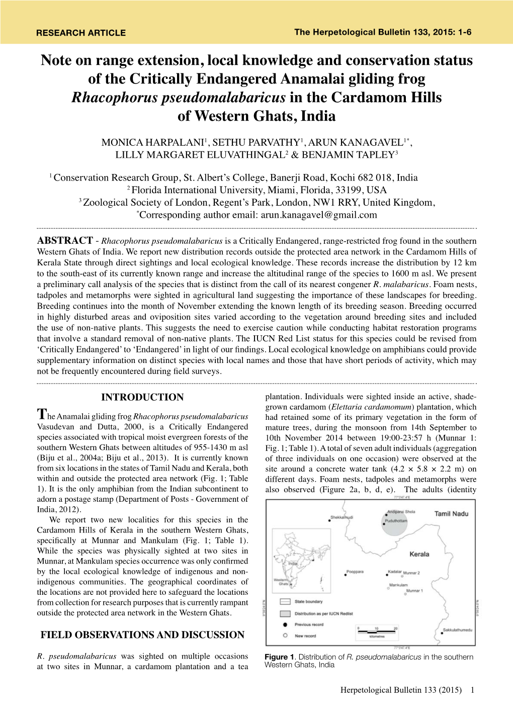 Note on Range Extension, Local Knowledge and Conservation Status