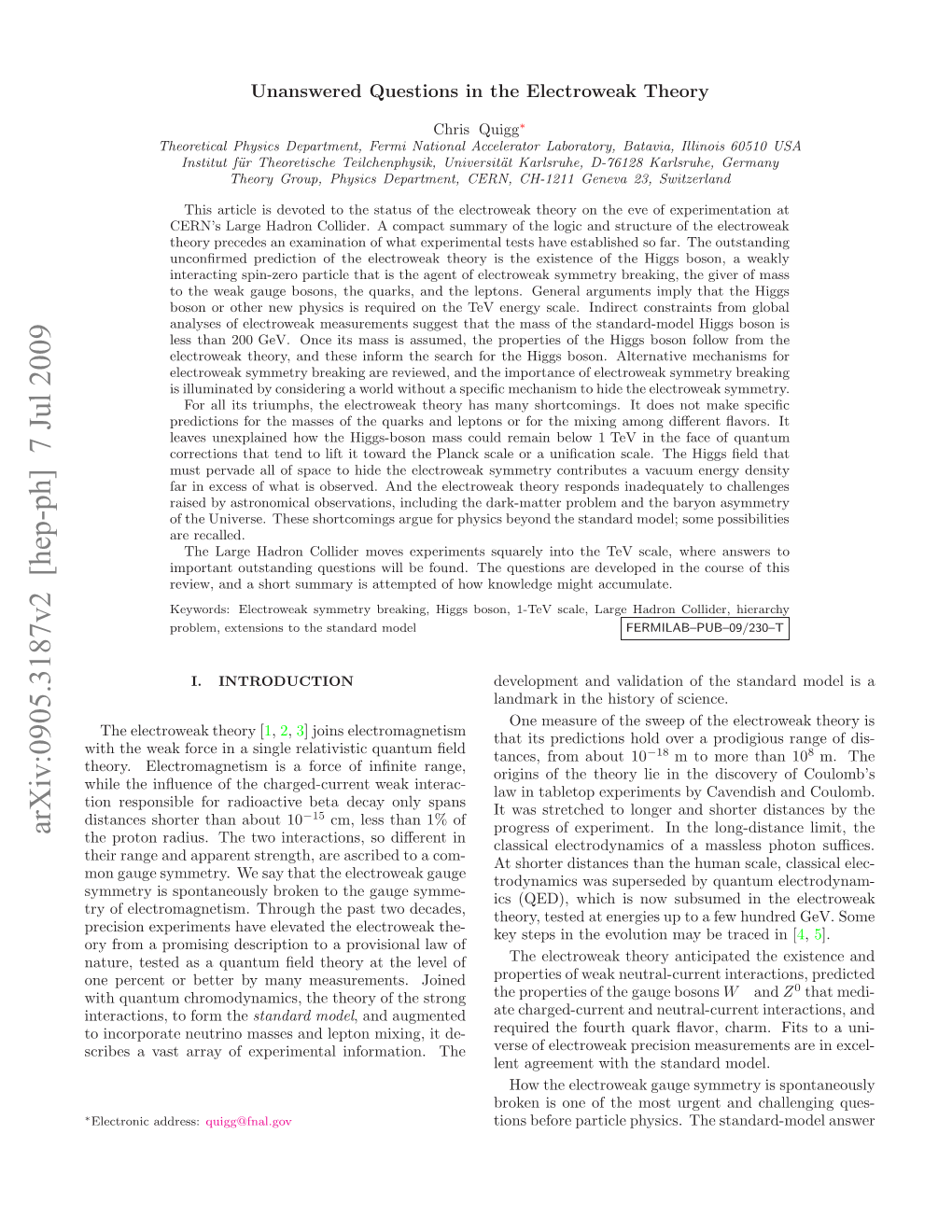 Arxiv:0905.3187V2 [Hep-Ph] 7 Jul 2009 Cie Ataryo Xeietlifrain the Information