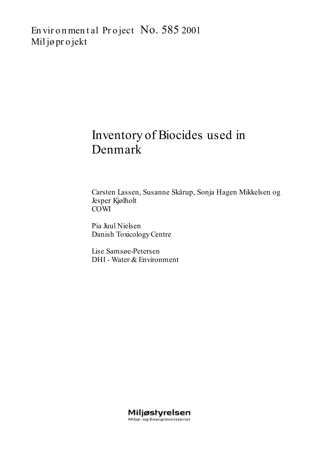 Inventory of Biocides Used in Denmark